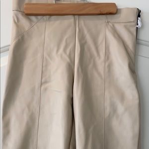 Cream faux leather legging